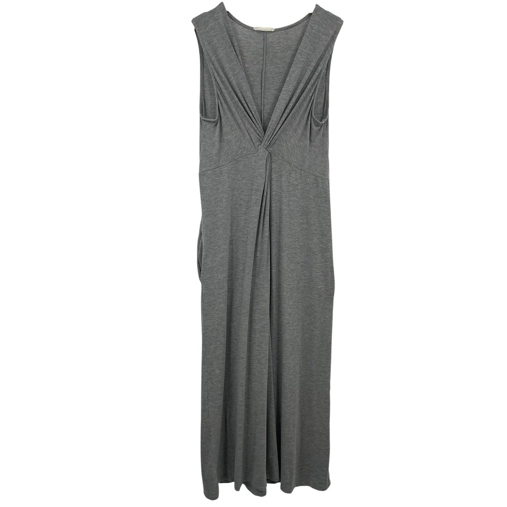 Vintage Promesa Gray Sleeveless Wide Leg Jumpsuit V-Neck Knot Front Pockets Lg